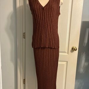 Free People Veda Knit Set Brown XS